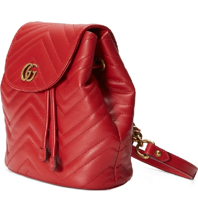 Shop Gucci Gg Marmont 2.0 Matelasse Leather Mini Backpack - Red In Hibiscus Red/ Hibiscus Red