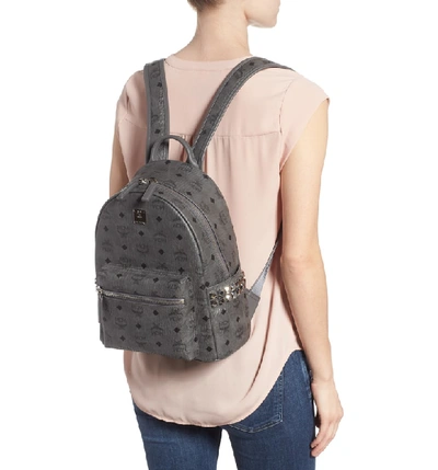 Shop Mcm Small Stark Side Stud Backpack - Grey In Phantom Grey