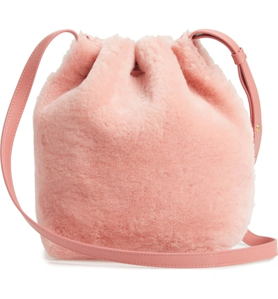 Shop Mansur Gavriel Mini Genuine Shearling Bucket Bag - Pink In Blush
