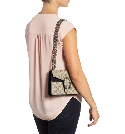Shop Gucci Mini Gg Supreme Shoulder Bag In Beige Ebony/ Nero