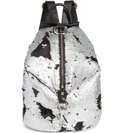 Shop Rebecca Minkoff Julian Sequin Backpack - Metallic In Silver