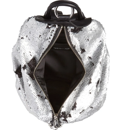 Shop Rebecca Minkoff Julian Sequin Backpack - Metallic In Silver