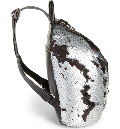 Shop Rebecca Minkoff Julian Sequin Backpack - Metallic In Silver