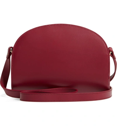 Shop Apc Sac Demi Lune Leather Crossbody Bag - Red In Framboise