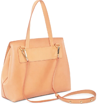 Shop Mansur Gavriel Lady Leather Bag In Cammello/ Rosa