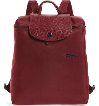 Shop Longchamp Le Pliage Club Backpack In Garnet Red