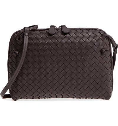 Shop Bottega Veneta Nodini Woven Leather Crossbody Bag In 2074 Espresso