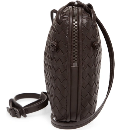 Shop Bottega Veneta Nodini Woven Leather Crossbody Bag In 2074 Espresso