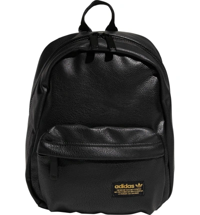 Shop Adidas Originals National Compact Backpack - Black In Black Pu Leather
