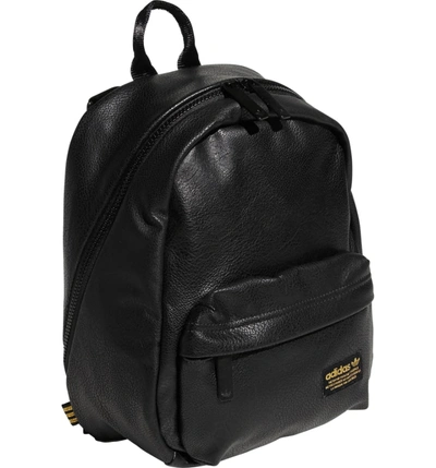 Shop Adidas Originals National Compact Backpack - Black In Black Pu Leather