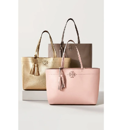 Shop Tory Burch Mcgraw Leather Laptop Tote - Pink In Devon Sand