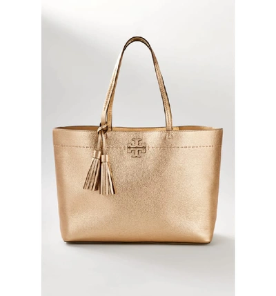 Shop Tory Burch Mcgraw Leather Laptop Tote - Pink In Devon Sand