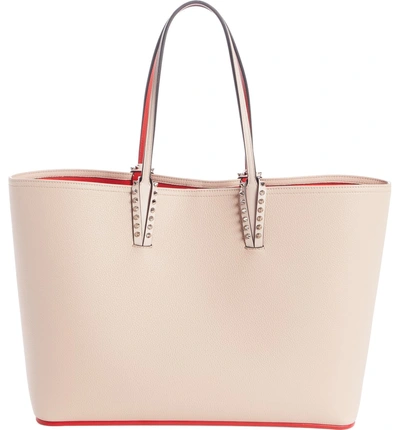 Shop Christian Louboutin Cabata Calfskin Leather Tote - Beige In Ballerina/ Ballerina