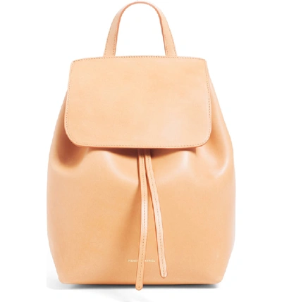 Shop Mansur Gavriel Mini Leather Backpack - Beige In Cammello/ Rosa
