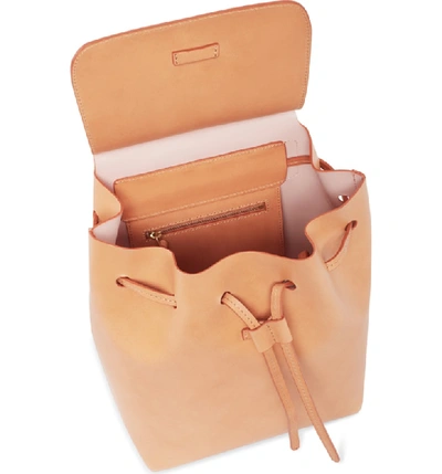 Shop Mansur Gavriel Mini Leather Backpack - Beige In Cammello/ Rosa