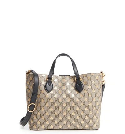 GUCCI GG Supreme Bees Monogram Tote Bag Black/Gold 473887-US