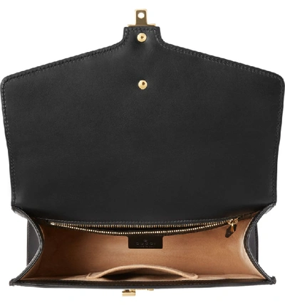Shop Gucci Small Leather Shoulder Bag In Nero/ Vrv/ Brb