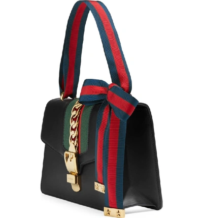 Shop Gucci Small Leather Shoulder Bag In Nero/ Vrv/ Brb