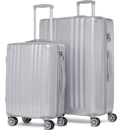 Calpak Ambeur 2-piece Spinner Luggage Set In Silver