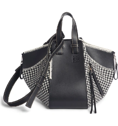 Shop Loewe Small Hammock Tweed & Leather Shoulder Bag - Black In Black/ White