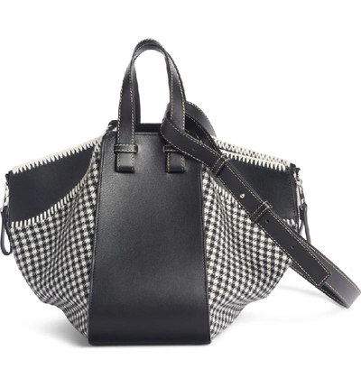 Shop Loewe Small Hammock Tweed & Leather Shoulder Bag - Black In Black/ White