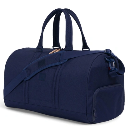Shop Herschel Supply Co 'novel' Duffel Bag - Blue In Peacoat/ Tan Synthetic Leather