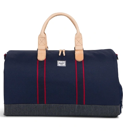 Shop Herschel Supply Co Novel Offset Duffel Bag - Blue In Pea Coat/ Dark Denim