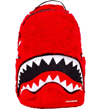 Shop Sprayground Faux Fur Monster Shark Backpack - Red