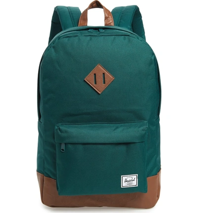 Shop Herschel Supply Co Heritage Backpack - Blue/green In Deep Teal/ Tan