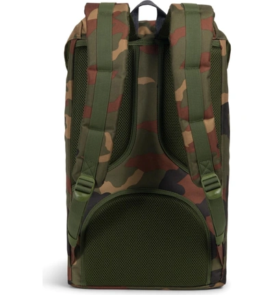Shop Herschel Supply Co Little America Offset Backpack - Green In Woodland Camo/ Dark Denim