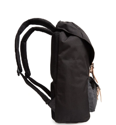 Shop Herschel Supply Co Little America Offset Backpack - Black In Black/ Black Denim