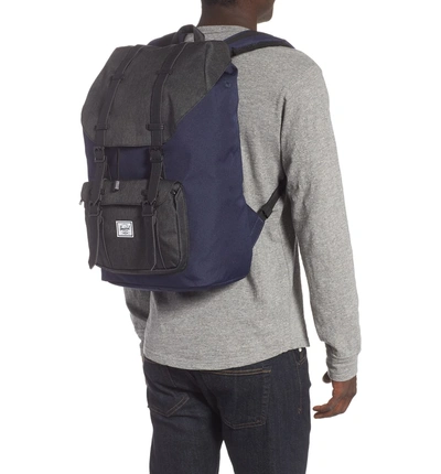 Shop Herschel Supply Co Little America Backpack - Blue In Blue/ Black Crosshatch