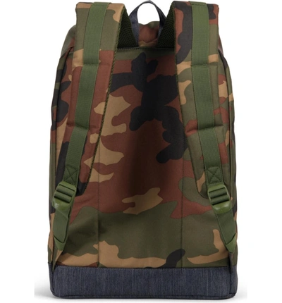 Shop Herschel Supply Co Retreat Offset Denim Backpack - Green In Woodland Camo/ Dark Denim