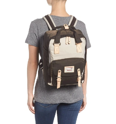 Shop Doughnut Macaroon Colorblock Backpack - Ivory In Ivory/ Expresso