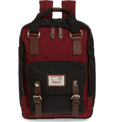 Shop Doughnut Macaroon Colorblock Backpack - Burgundy In Wine/ Black