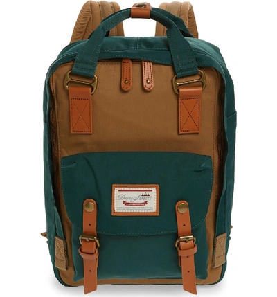 Shop Doughnut Macaroon Colorblock Backpack In Khaki/ Seaweed