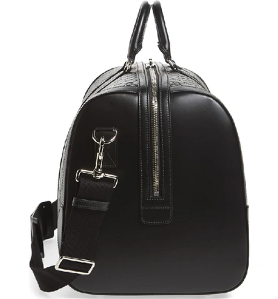 Shop Gucci Signature Strap Leather Duffel - Black