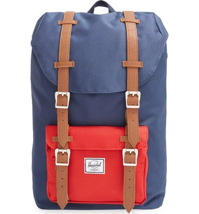 Shop Herschel Supply Co Little America - Mid Volume Backpack - Blue In Navy/ Red
