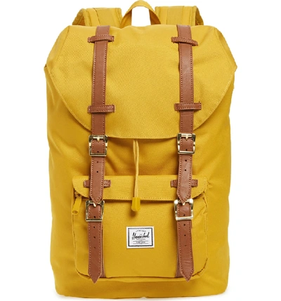 Shop Herschel Supply Co Little America - Mid Volume Backpack - Yellow In Arrowwood/ Tan