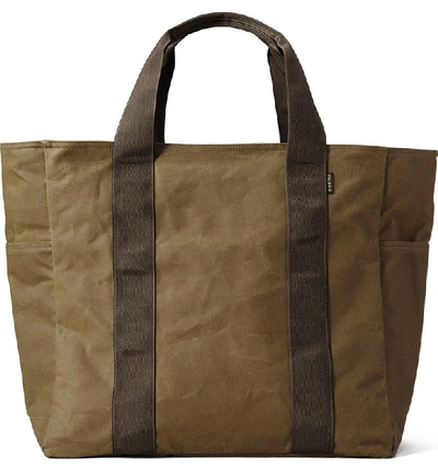 Shop Filson Large Grab 'n' Go Tote Bag In Dark Tan/ Brown