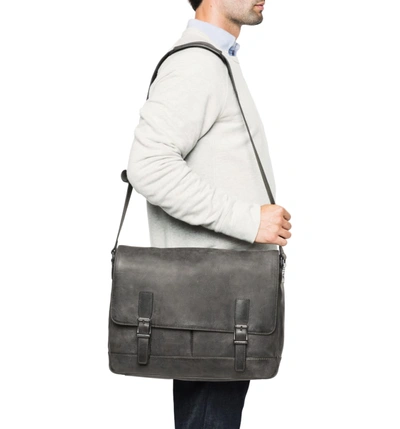 Shop Frye Oliver Leather Messenger Bag - Grey In Slate
