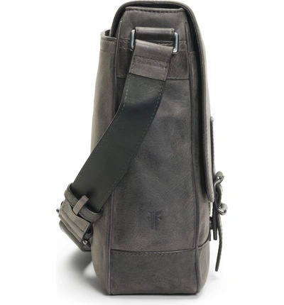 Shop Frye Oliver Leather Messenger Bag - Grey In Slate
