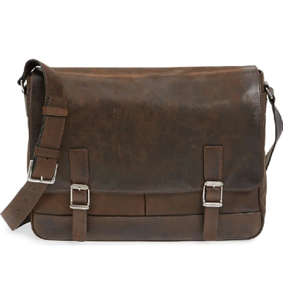 Shop Frye Oliver Leather Messenger Bag - Brown In Dark Brown