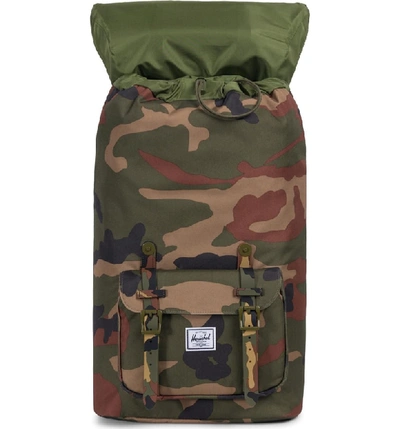 Shop Herschel Supply Co Little America Backpack - Green In Woodland Camo