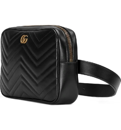 Shop Gucci Gg Marmont 2.0 Matelasse Convertible Leather Belt Bag In Black