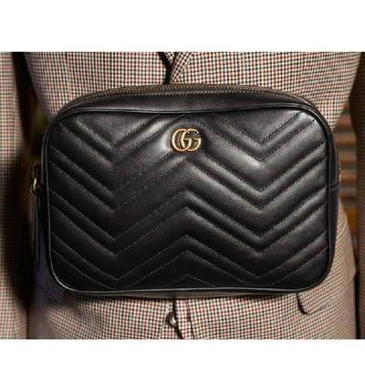 Shop Gucci Gg Marmont 2.0 Matelasse Convertible Leather Belt Bag In Black