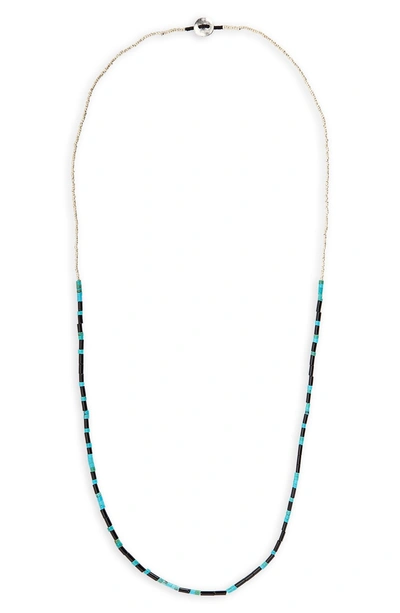 Shop Mikia Stone Bead Necklace In Turquoise/ Onyx