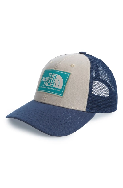 Shop The North Face Mudder Trucker Hat - Beige In Beige/ Blue/ Green