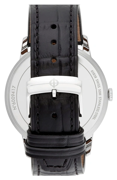 Shop Baume & Mercier Classima Leather Strap Watch, 42mm In Black