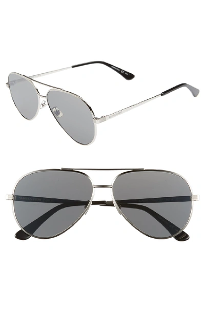 Shop Saint Laurent Classic 11 Zero 60mm Aviator Sunglasses In Silver